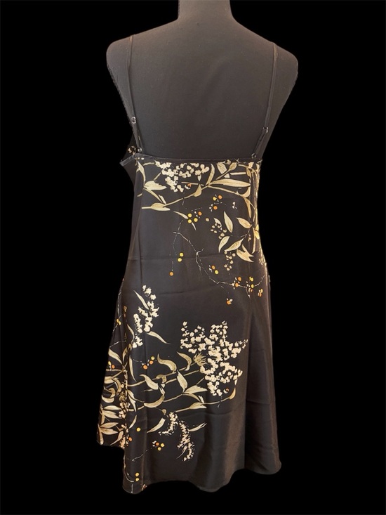 Black Floral Slip Dress with Gold & Ivory Accents - Picture 2 of 3